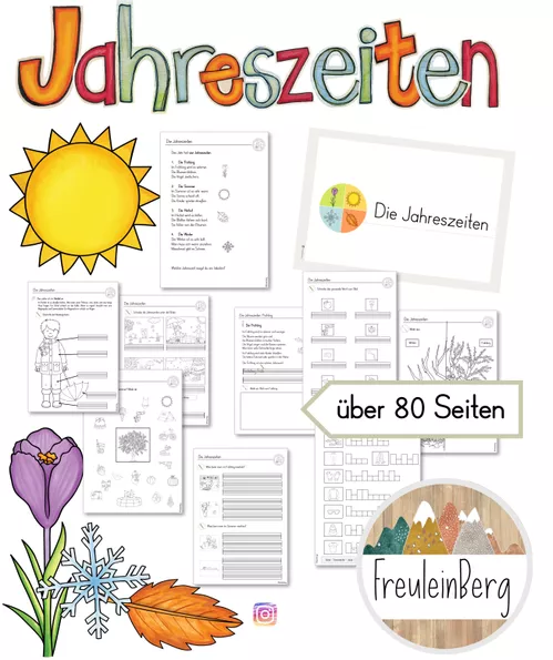 Bild in der Beschreibung des Unterrichtsmaterials Rund um das Jahr - Die vier Jahreszeiten - Differenzierte Arbeitsblätter von FreuleinBerg #1