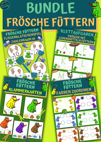Bild in der Beschreibung des Unterrichtsmaterials Klammerkarten: Frösche füttern von Special Heart for Teaching #1