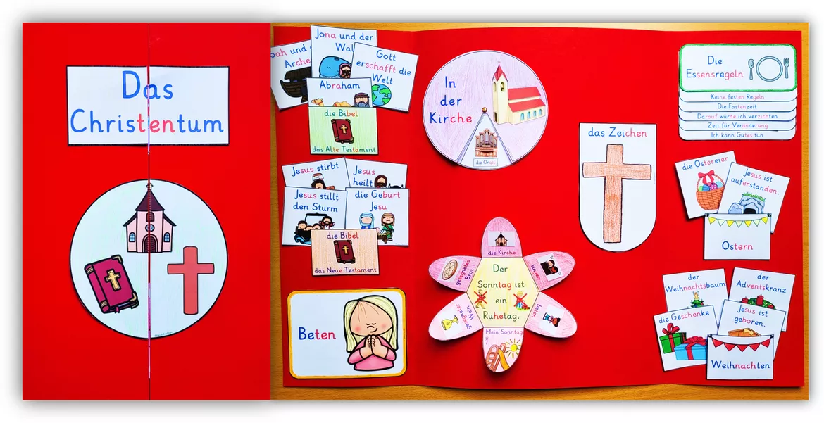 Bild in der Beschreibung des Unterrichtsmaterials Christentum Lapbook Grundschule Klasse 1 und 2 Ethik Religion Weltreligionen von Helles Köpfchen #1