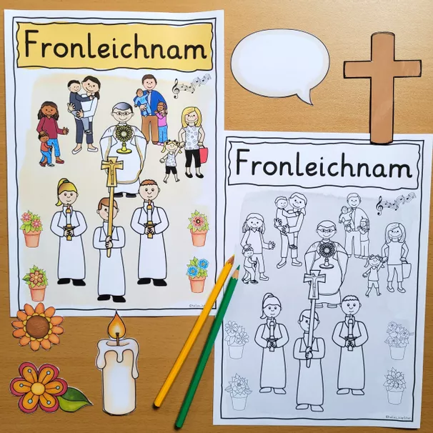 Bild in der Beschreibung des Unterrichtsmaterials Fronleichnam SYMBOLKARTE Kirchenjahr Religionsunterricht FREEBIE von Helles Köpfchen #1