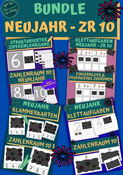 Bild in der Beschreibung des Unterrichtsmaterials Strukturierter Ziffernlehrgang: Neujahr - ZR 10 von Special Heart for Teaching #1