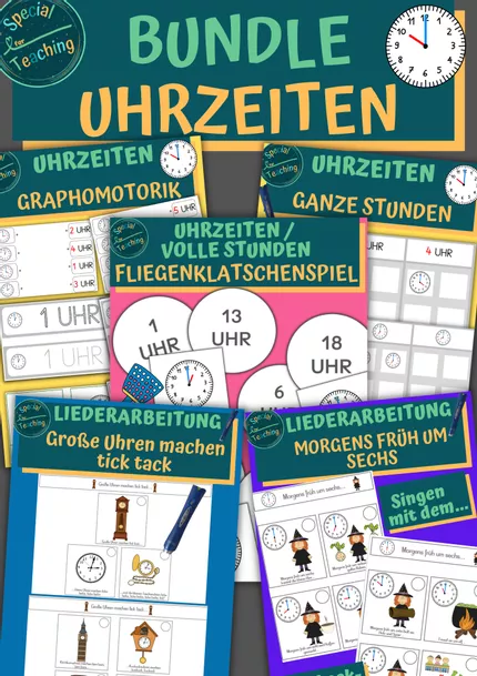 Bild in der Beschreibung des Unterrichtsmaterials Fliegenklatschenspiel: Uhrzeiten / volle Stunden von Special Heart for Teaching #1