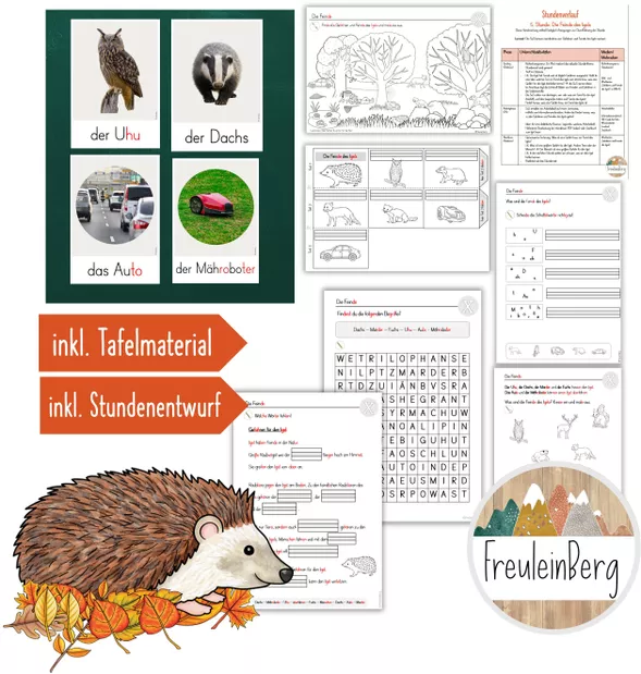 Bild in der Beschreibung des Unterrichtsmaterials 6. Stunde: Feinde des Igels (ABs + Tafelmaterial) von FreuleinBerg #1