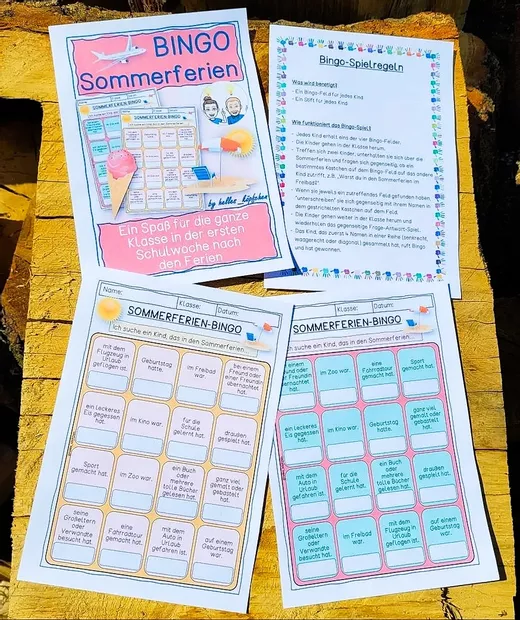 Bild in der Beschreibung des Unterrichtsmaterials Sommer - Klassenbingo NACH Sommerferien - Spiel Schulbeginn von Helles Köpfchen #1