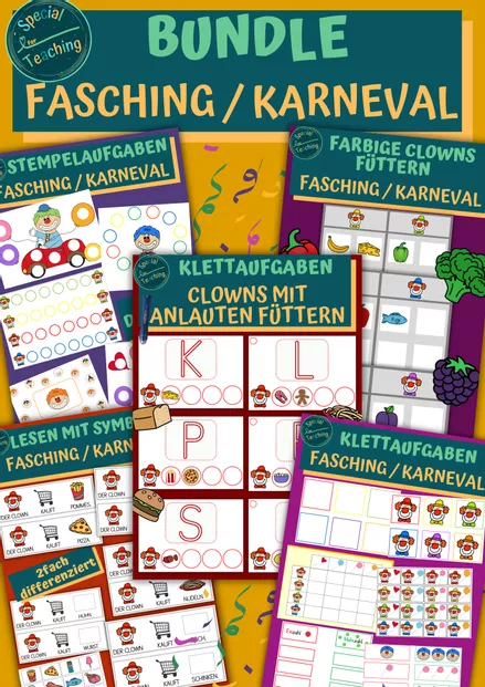 Bild in der Beschreibung des Unterrichtsmaterials Klettaufgaben: Clown mit Anlauten füttern von Special Heart for Teaching #1