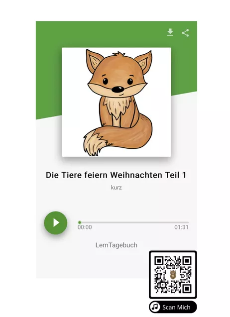 Bild in der Beschreibung des Unterrichtsmaterials Zuhören und Malen. Die Tiere feiern Weihnachten. Hörverstehen, Hörtext von LernTagebuch #1