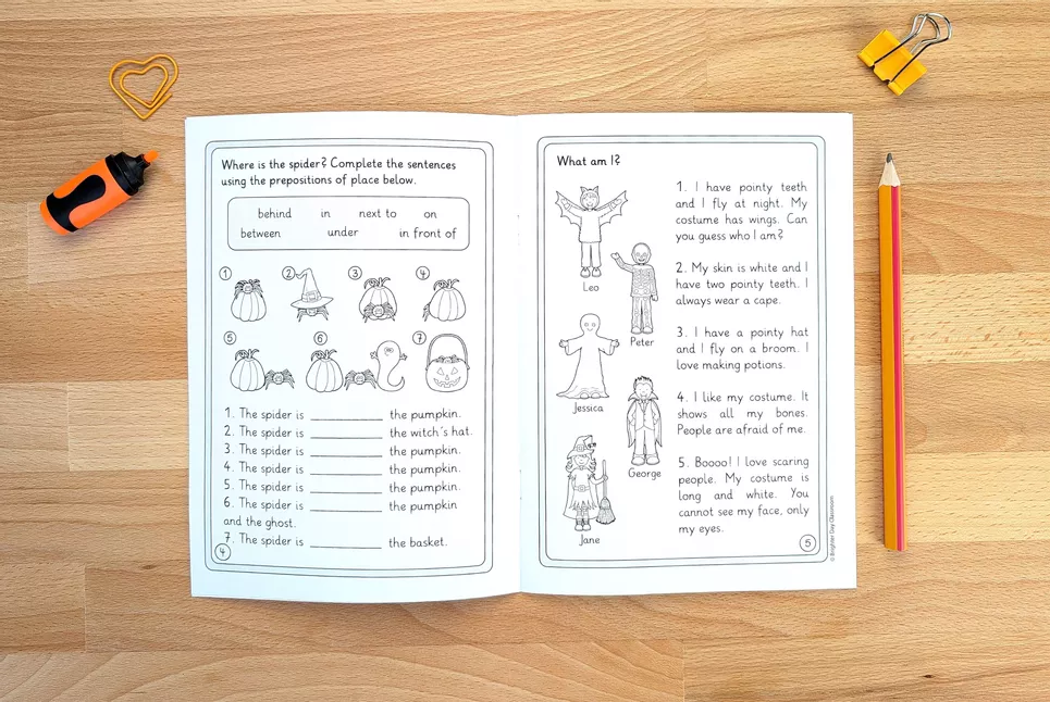 Bild in der Beschreibung des Unterrichtsmaterials Halloween Englischunterricht: Übungsheft mit Vokabeln, Grammatik & Lesetraining (Klasse 4-6) von Brighter Day Classroom #1
