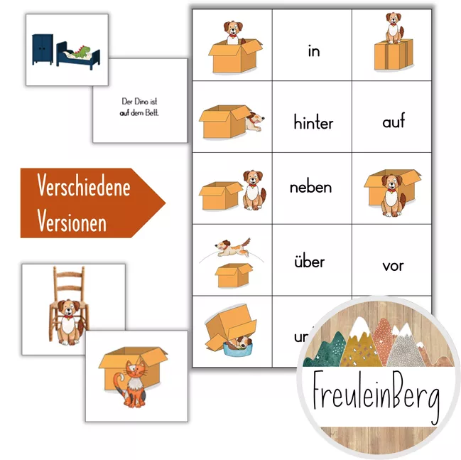 Bild in der Beschreibung des Unterrichtsmaterials Spiel - Lokale Präpositionen - Zwei Gleiche von FreuleinBerg #1