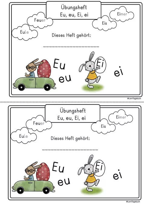 Bild in der Beschreibung des Unterrichtsmaterials Miniheft Buchstaben, Laut Ei, Eu. Deutsch 1.Klasse, 2.Klasse Rechtschreibung von LernTagebuch #1