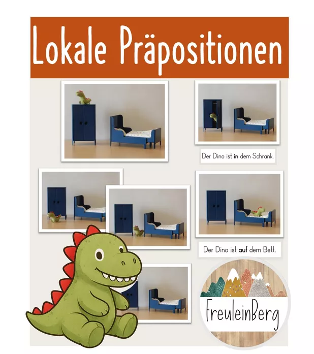 Bild in der Beschreibung des Unterrichtsmaterials Fotokarten Dino - Lokale Präpositionen von FreuleinBerg #1