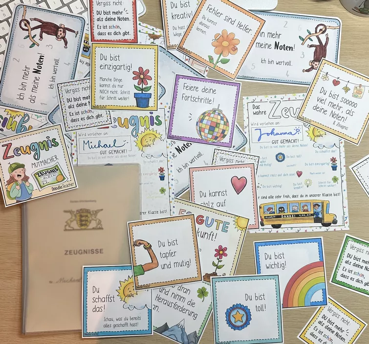 Bild in der Beschreibung des Unterrichtsmaterials Zeugnis / Mehr als Noten - Zeugniszusätze Mutmacher Paket / Kinderzeugnis von Doodleteacher #1