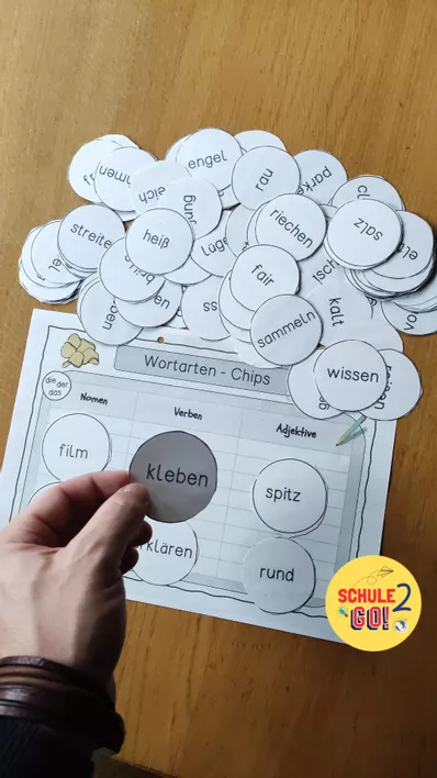 Bild in der Beschreibung des Unterrichtsmaterials Wortarten Chips / Wortarten bestimmen von Schule2go #1