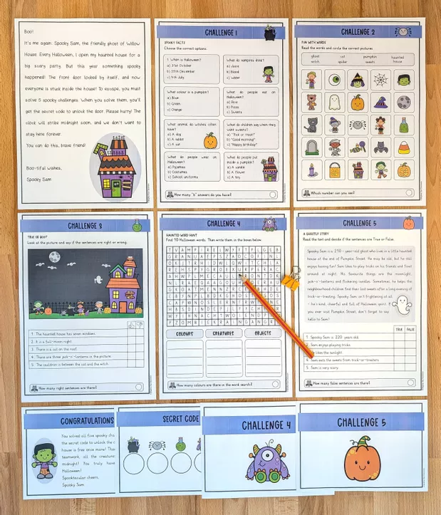 Bild in der Beschreibung des Unterrichtsmaterials Escape Room di Halloween con schede didattiche extra e modello per lavoretto von Brighter Day Classroom #1