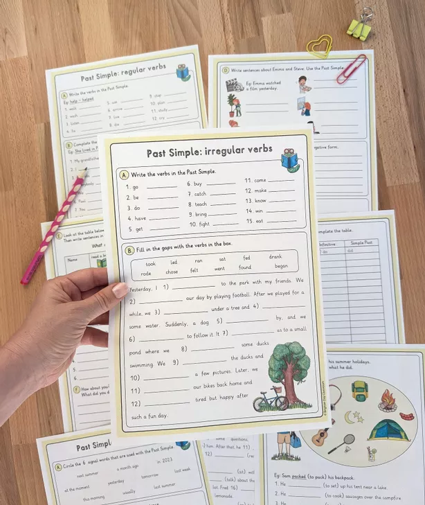 Bild in der Beschreibung des Unterrichtsmaterials Simple Past Werkbladen Mega Pakket – Engels (15+ pagina’s) von Brighter Day Classroom #1