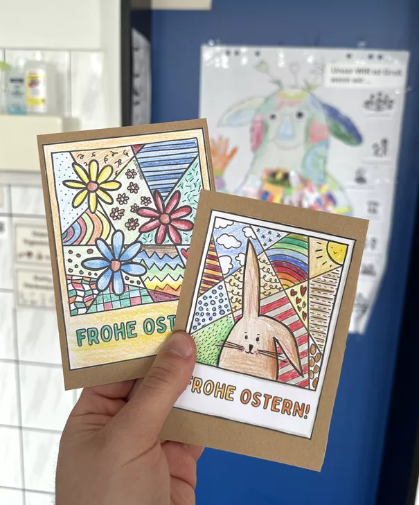 Bild in der Beschreibung des Unterrichtsmaterials Pop-Art Ostergrüße / Ostern Grußkarten zum Ausmalen Osterferien von Doodleteacher #1