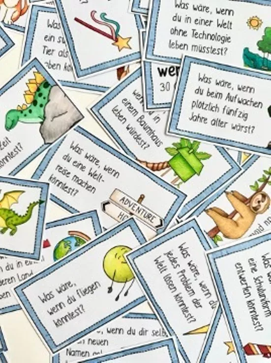 Bild in der Beschreibung des Unterrichtsmaterials "Was wäre, wenn ..." - 30 Gesprächs- und Erzählkarten von Doodleteacher #1