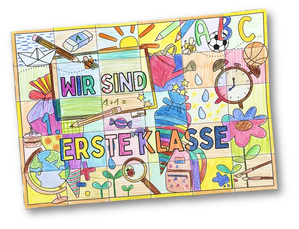 Bild in der Beschreibung des Unterrichtsmaterials Einschulung / Schulstart - Gemeinschaftsbild - WIR SIND ERSTE KLASSE / 1. Klasse von Doodleteacher #1