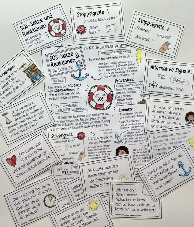 Bild in der Beschreibung des Unterrichtsmaterials SOS-Sätze für Lehrkräfte - in Konfliktsituationen sicher reagieren / Konfliktlösung Stress Unterrichtsstörungen Konflikte von Doodleteacher #2