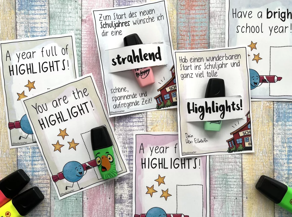 Bild in der Beschreibung des Unterrichtsmaterials Start ins Schuljahr - Geschenk Textmarker / Highlight Begrüßung von Doodleteacher #2