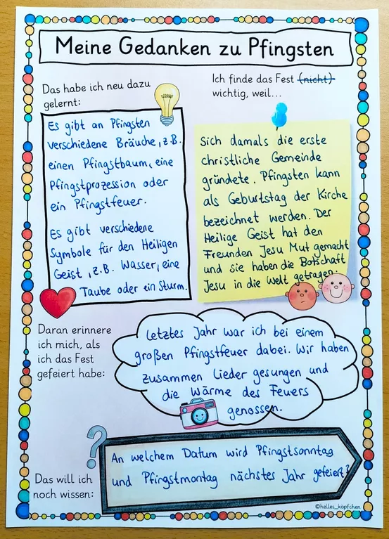 Bild in der Beschreibung des Unterrichtsmaterials Pfingsten Religionsunterricht REFLEXIONSBOGEN von Helles Köpfchen #1