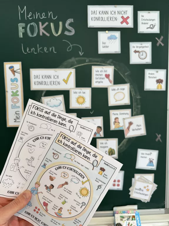 Bild in der Beschreibung des Unterrichtsmaterials Kontrolle, Einflusskreis & Fokus – Tafelbild, Karten & Schilder von Doodleteacher #1