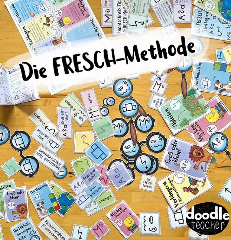 Bild in der Beschreibung des Unterrichtsmaterials FRESCH Rechtschreibung 📝- Materialpaket (Poster, Tafelmaterial, Fächer, Minibuch und mehr) von Doodleteacher #3
