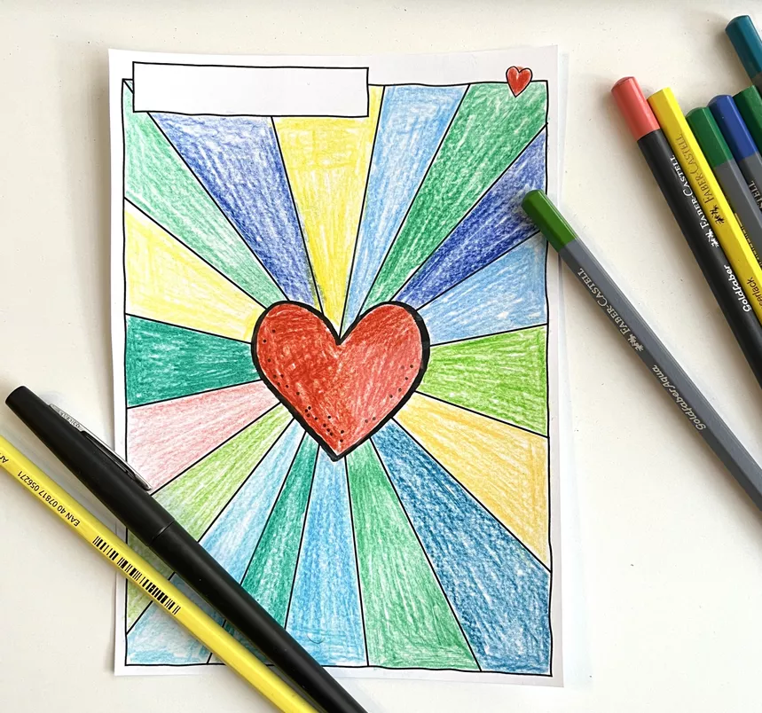 Bild in der Beschreibung des Unterrichtsmaterials Kreativprojekt: Herz mit Strahlen / Liebe / Valentinstag & Muttertag Vatertag von Doodleteacher #1