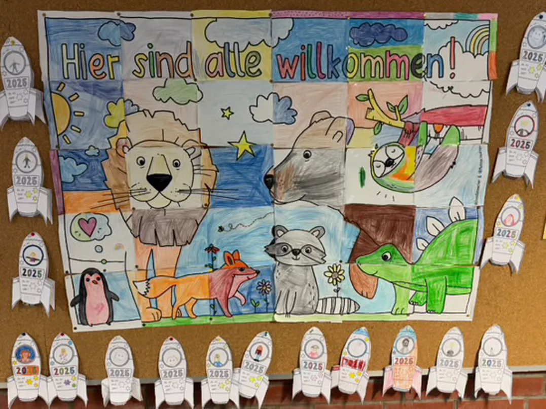 Bild in der Beschreibung des Unterrichtsmaterials "Hier sind alle willkommen!" - Kooperatives Poster mit 🦊 Tieren von @mutmachkarten von Doodleteacher #1