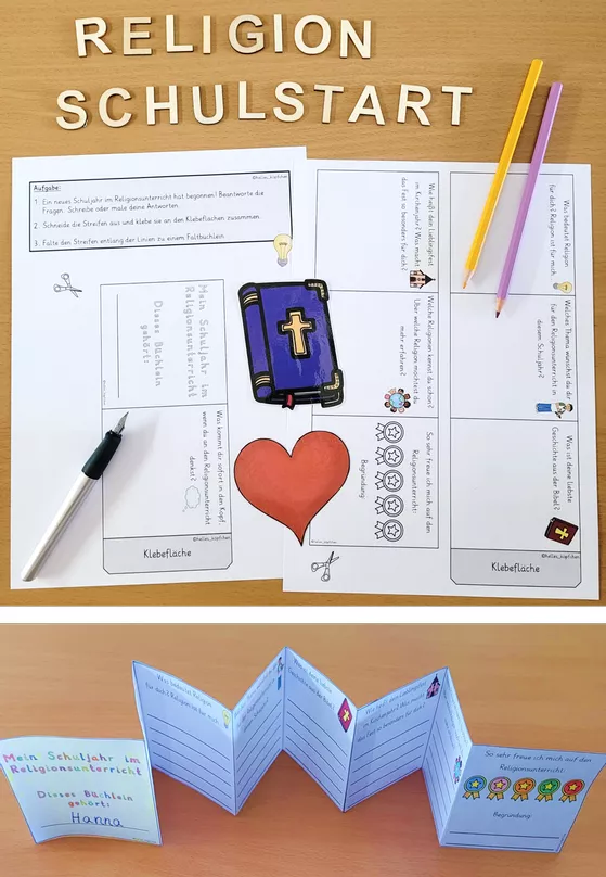 Bild in der Beschreibung des Unterrichtsmaterials Religionsunterricht Schulstart - Leporello Klasse 3-6 von Helles Köpfchen #1