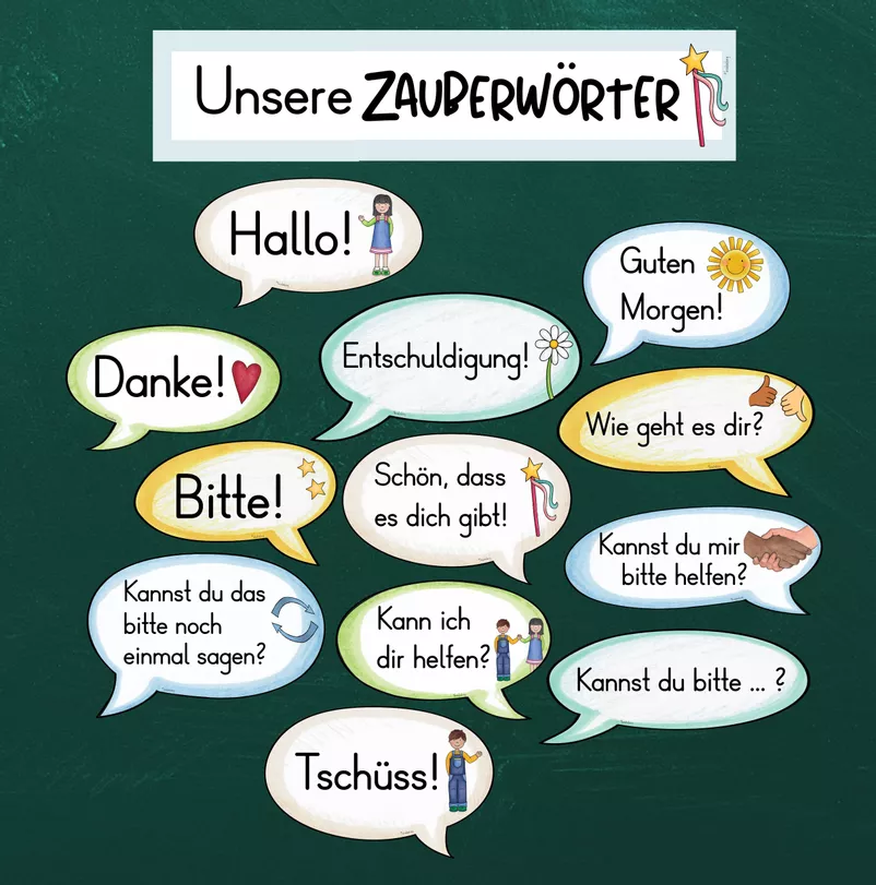 Bild in der Beschreibung des Unterrichtsmaterials Magische Worte - Zauberwörter - Freundlicher Umgang von FreuleinBerg #1