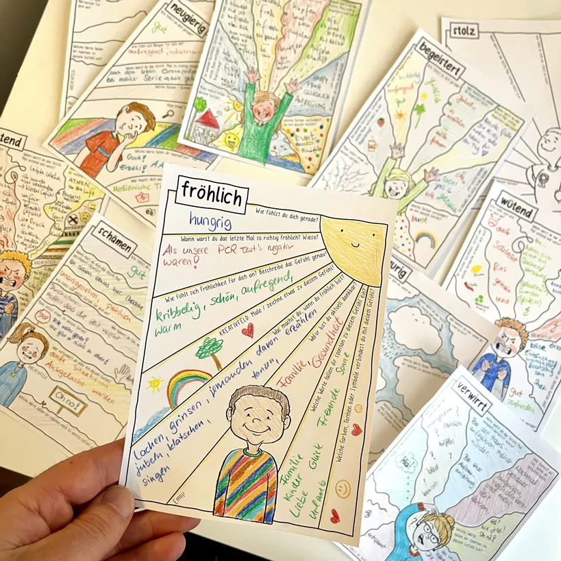 Bild in der Beschreibung des Unterrichtsmaterials Gefühle / 😁☹️🥰 Emotionen kreativ erkunden - Sketchnotes PAKET von Doodleteacher #1