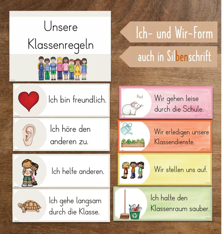 Bild in der Beschreibung des Unterrichtsmaterials Klassenregeln (Ich- und Wir-Form + Silbenschrift) von FreuleinBerg #2