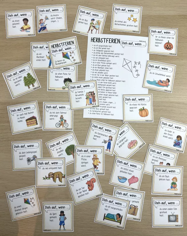 Bild in der Beschreibung des Unterrichtsmaterials Herbstferien: "Steh auf, wenn du..." Bewegungsspiel Herbst von Doodleteacher #1