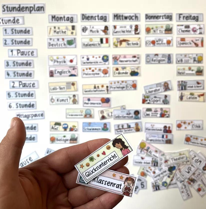 Bild in der Beschreibung des Unterrichtsmaterials Unsere Schulfächer / Stundenplan - 80 schmale Karten Schuljahresanfang von Doodleteacher #4