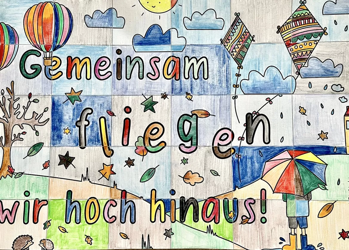 Bild in der Beschreibung des Unterrichtsmaterials Herbst - Kooperatives Poster "Gemeinsam fliegen ..." 🎈Gemeinschaftsbild von Doodleteacher #1