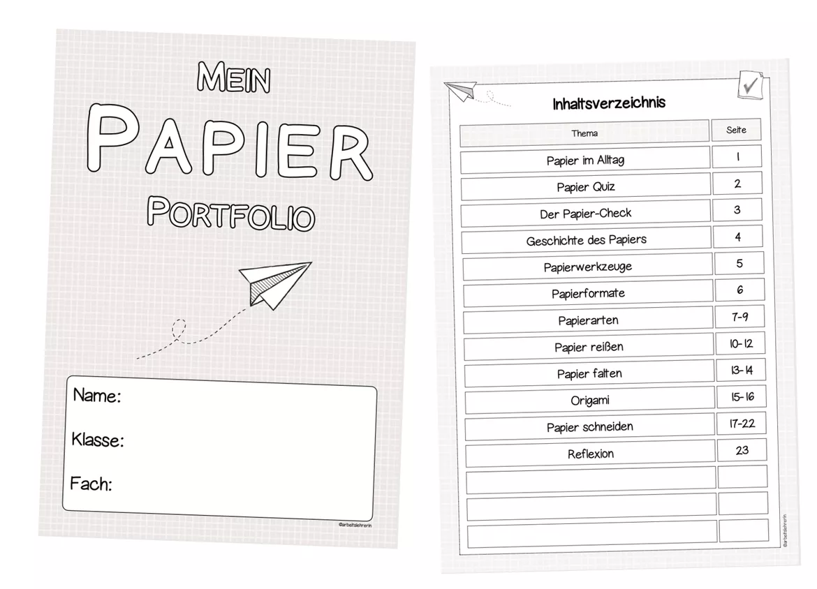 Bild in der Beschreibung des Unterrichtsmaterials Papier entdecken – Unterrichtseinheit mit Portfolio, Arbeitsblättern und praktischen Übungen (Materialpaket) von arbeitslehrerin #1