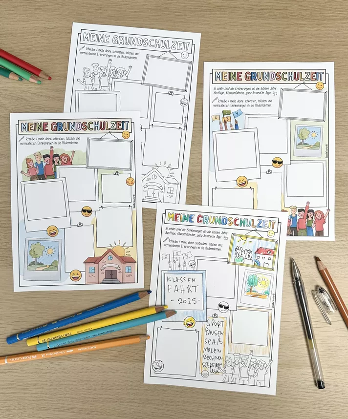 Bild in der Beschreibung des Unterrichtsmaterials Meine Grundschulzeit – Sketchnotes / kreative Reflexionsblätter (Erinnerungen) von Doodleteacher #1