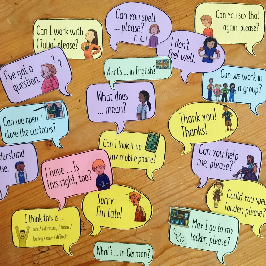 Bild in der Beschreibung des Unterrichtsmaterials Classroom Phrases / Englischunterricht - Update: Interactive Englisch von Doodleteacher #2