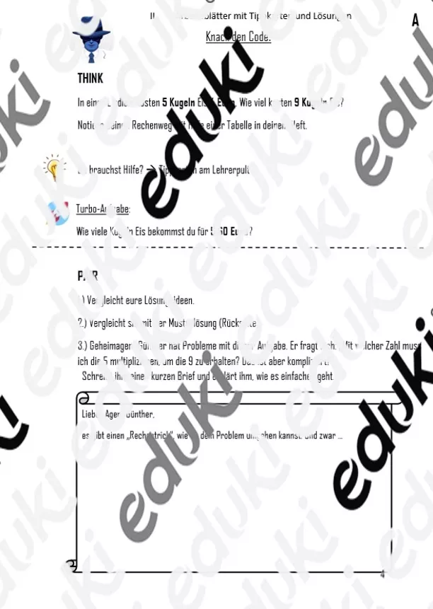 Bild in der Beschreibung des Unterrichtsmaterials Einführung Dreisatz „Knack den Code!“ – Arbeitsblatt Mathematik von So macht Lernen Spaß! #2