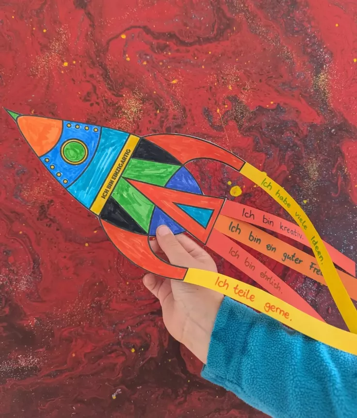 Bild in der Beschreibung des Unterrichtsmaterials Mut-Rakete basteln - Stärkenidee / Mutraketen - Mutmacher / Mut Rakete Neujahr basteln von Doodleteacher #4