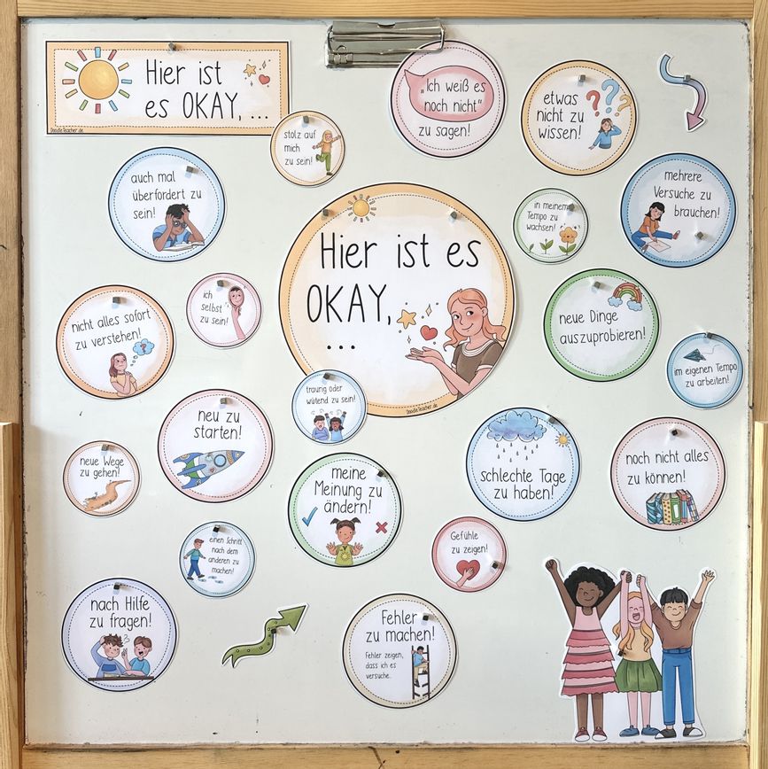 Bild in der Beschreibung des Unterrichtsmaterials Hier ist es okay – 45 Mutmacher Sätze fürs Klassenzimmer / Growth Mindset & Klassenlehrer von Doodleteacher #1