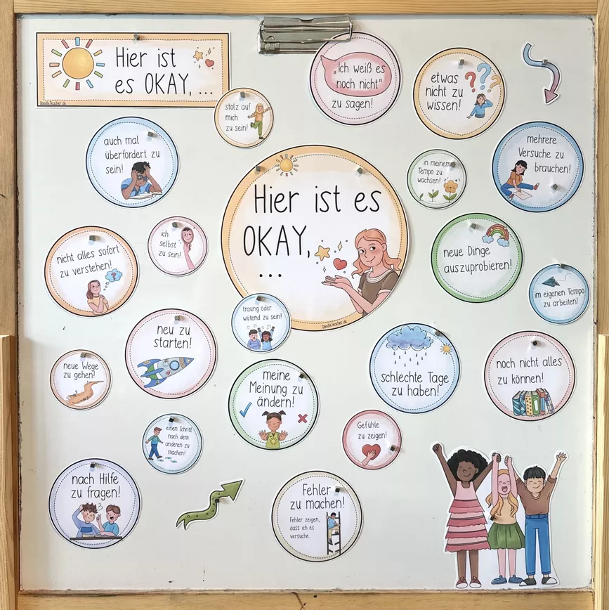 Bild in der Beschreibung des Unterrichtsmaterials Hier ist es okay – 45 Mutmacher Sätze fürs Klassenzimmer / Growth Mindset & Klassenlehrer von Doodleteacher #1