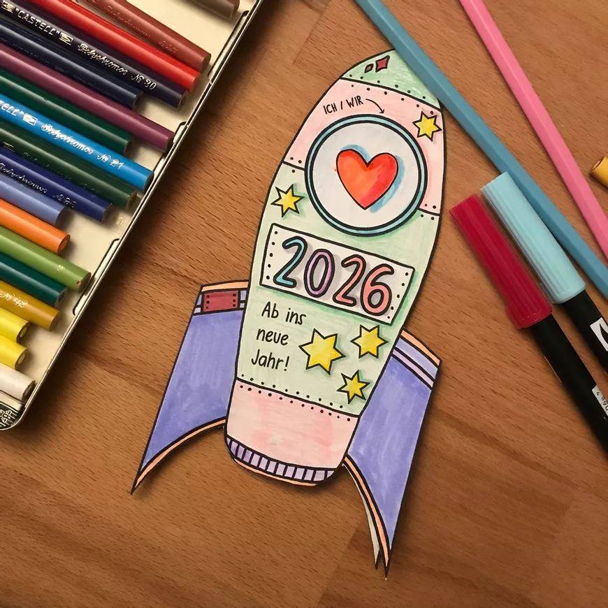 Bild in der Beschreibung des Unterrichtsmaterials Rakete 2026 / Raketen fürs neue Jahr / Neujahr mit Sketchnotes von Doodleteacher #3