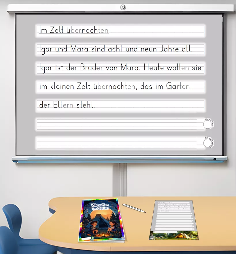 Bild in der Beschreibung des Unterrichtsmaterials Sommer Abschreibübung "Zelten im Garten" in 6 Schul - Druckschriften und in 2 Schwierigkeitsstufen (D-A-CH) von Stolpersteine #7