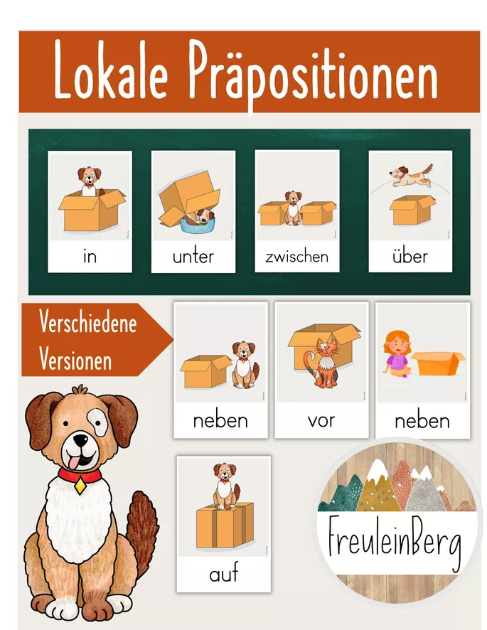 Bild in der Beschreibung des Unterrichtsmaterials Tafelmaterial Lokale Präpositionen von FreuleinBerg #1