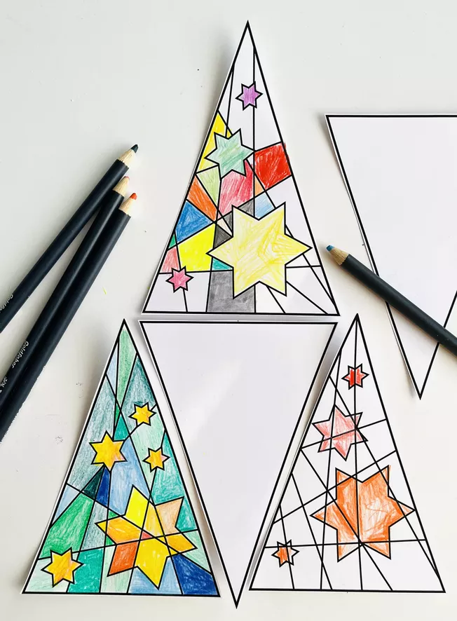 Bild in der Beschreibung des Unterrichtsmaterials Tannenbaum Dreiecke 🎄 Mosaik - Gemeinschaftsbild Poster PAKET Winter Weihnachten von Doodleteacher #7