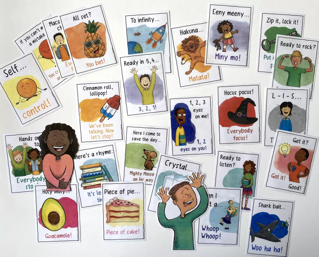Bild in der Beschreibung des Unterrichtsmaterials Ruhe und Aufmerksamkeit - 22 Mitmachkarten / Klassenlehrer Störungen Ritual von Doodleteacher #3