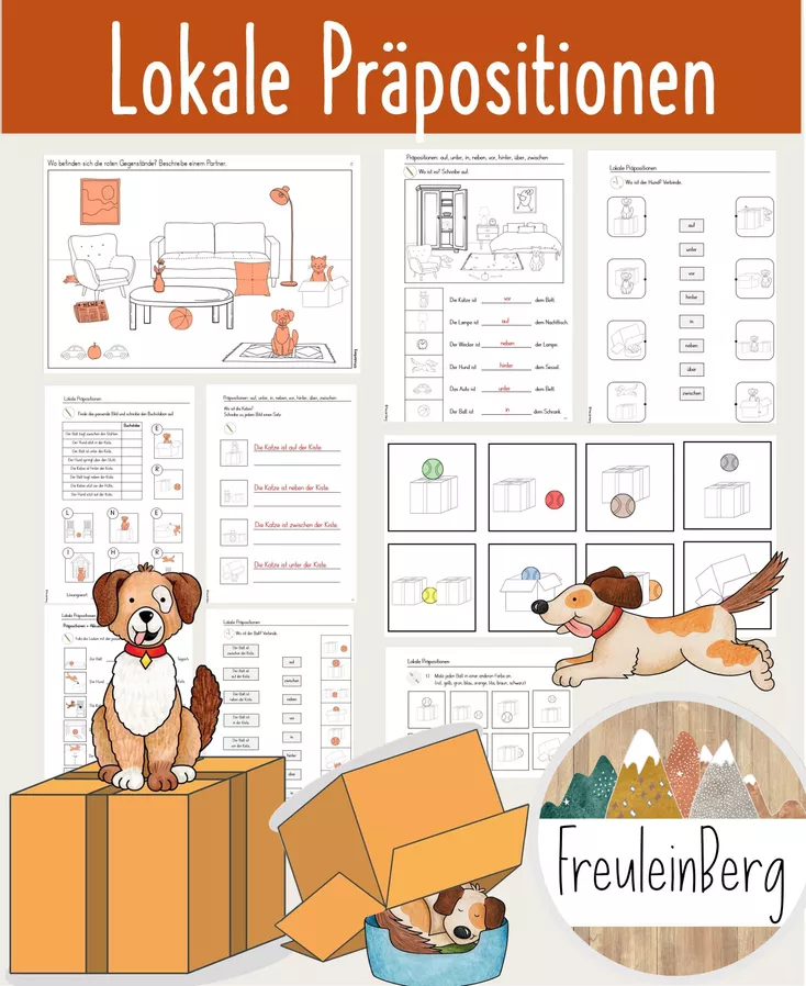 Bild in der Beschreibung des Unterrichtsmaterials Lokale Präpositionen - Arbeitsblätter von FreuleinBerg #1