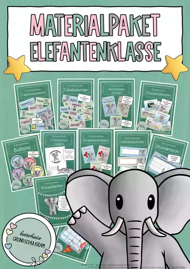 Elefantenklasse Materialpaket Klassentier Elefant elefantenklasse-materialpaket-klassentier-elefant