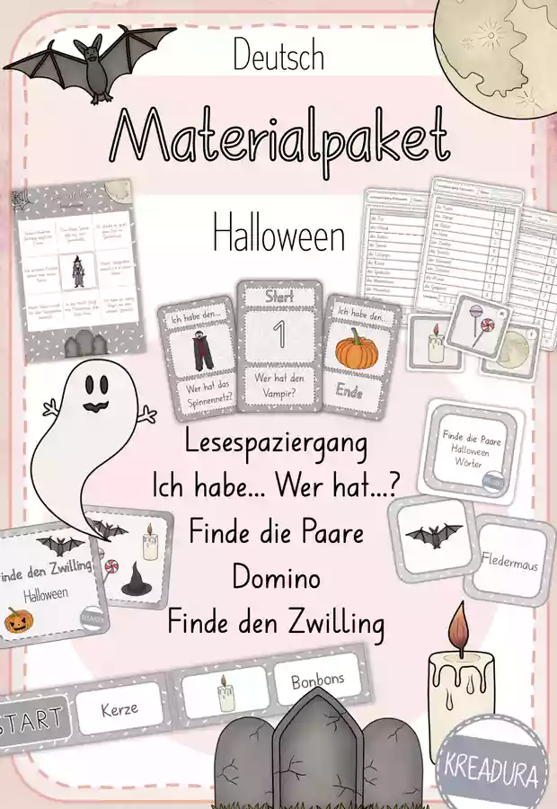 Materialpaket - Halloween - 1. Klasse - 2. Klasse Arbeitsblätter - Materialpaket - Halloween - 1. Klasse - 2. Klasse - Kreadura - Deckblatt